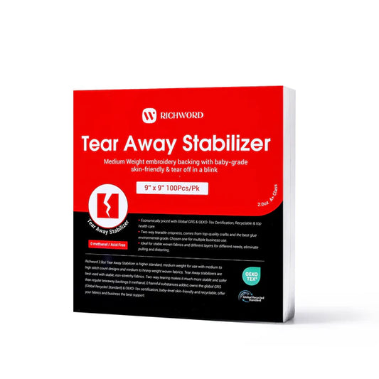 Tear Away Embroidery Machine Stabilizer Backing Sheet Package 2.0oz 9in*9in*100pcs