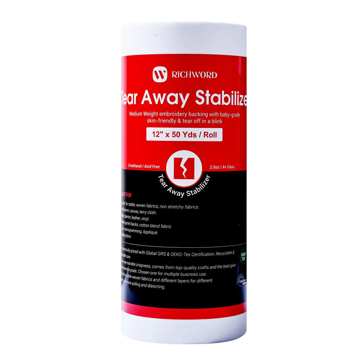 Tear Away Embroidery Machine Stabilizer Backing Roll Package 2.0oz 12in*50Yards*1pc