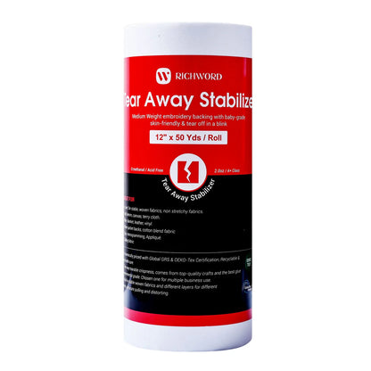 Tear Away Embroidery Machine Stabilizer Backing Roll Package 2.0oz 12in*50Yards*1pc