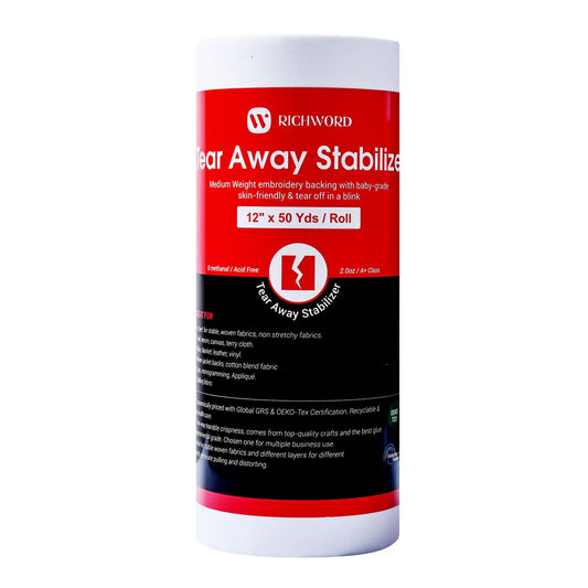 Tear Away Embroidery Machine Stabilizer Backing Roll Package 2.0oz 12in*50Yards*1pc