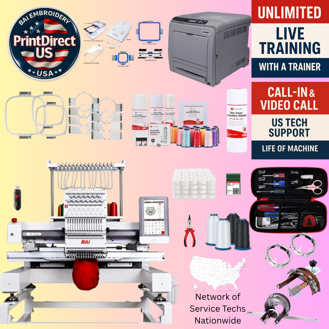 The (New) BAi Vision, Stitch & Print Bundle, Enhanced Starter Kit,  Mighty Hoop Starter Kit with 11"x13" &5.5", and shipping included or Pick Up!