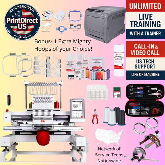 The (New) BAi Vision, Stitch & Print Bundle, Embroidery Starter Kit,  Mighty Hoop Starter Kit with 11"x13" &5.5", and shipping included or Pick Up!