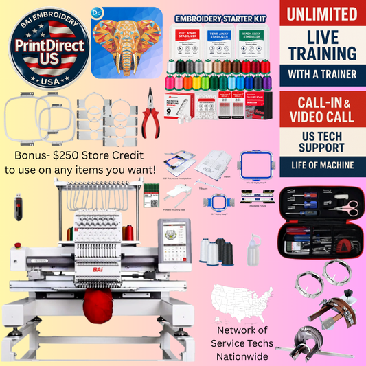 The (New) BAi Vision, Wilcom Ultimate Embroidery Bundle, Wilcom Embroidery Studio Decorating Perpetual License 2026, Embroidery Starter Kit, Mighty Hoop Starter Kit with 11"x13" &5.5", and shipping included or Pick Up!