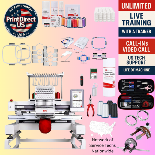 The (New) BAi Vision, with Ultimate Embroidery Bundle, Enhanced Starter Kit,  Mighty Hoop Starter Kit with 11"x13" &5.5", and shipping included or Pick Up!