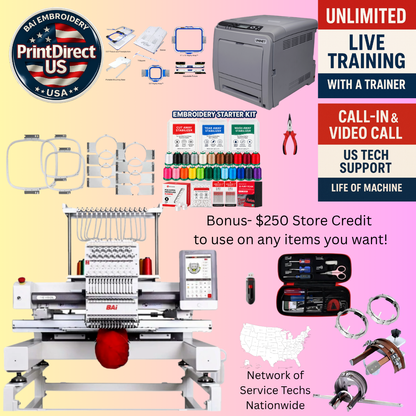 The (New) BAi Vision, Stitch & Print Bundle, Embroidery Starter Kit,  Mighty Hoop Starter Kit with 11"x13" &5.5", and shipping included or Pick Up!