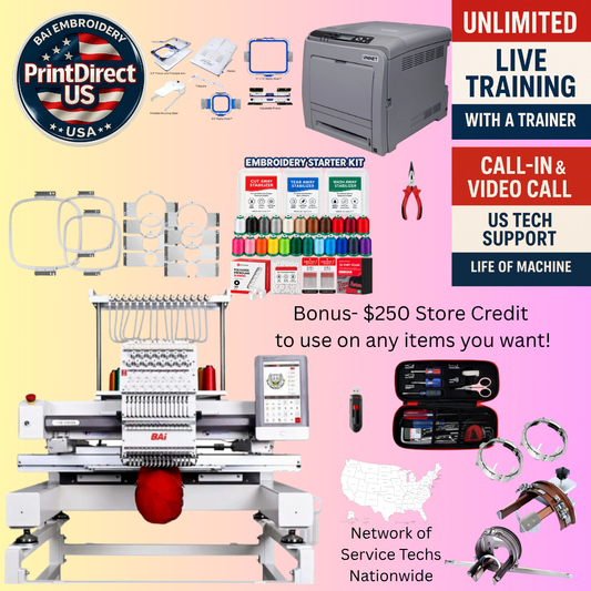 The (New) BAi Vision, Stitch & Print Bundle, Embroidery Starter Kit,  Mighty Hoop Starter Kit with 11"x13" &5.5", and shipping included or Pick Up!