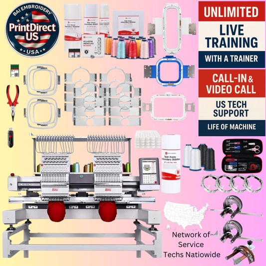 The (New) BAi Vision (2 Head), with Industry Favorite Mighty Hoop Bundle, Enhanced Starter Kit and shipping included!