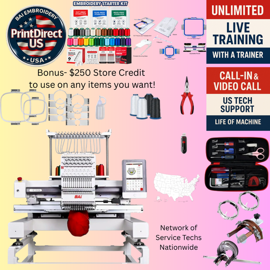 The (New) BAi Vision, with Ultimate Embroidery Bundle, Embroidery Starter Kit,  Mighty Hoop Starter Kit with 11"x13" &5.5", and shipping included or Pick Up!
