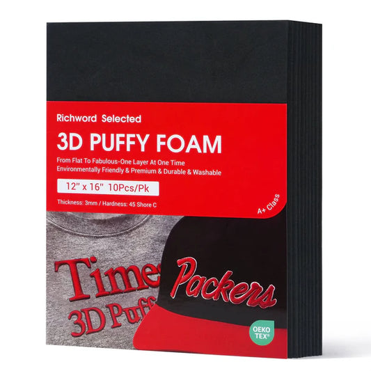 3D Puff 3mm Thick 12x16 Inch Black (10pcs)