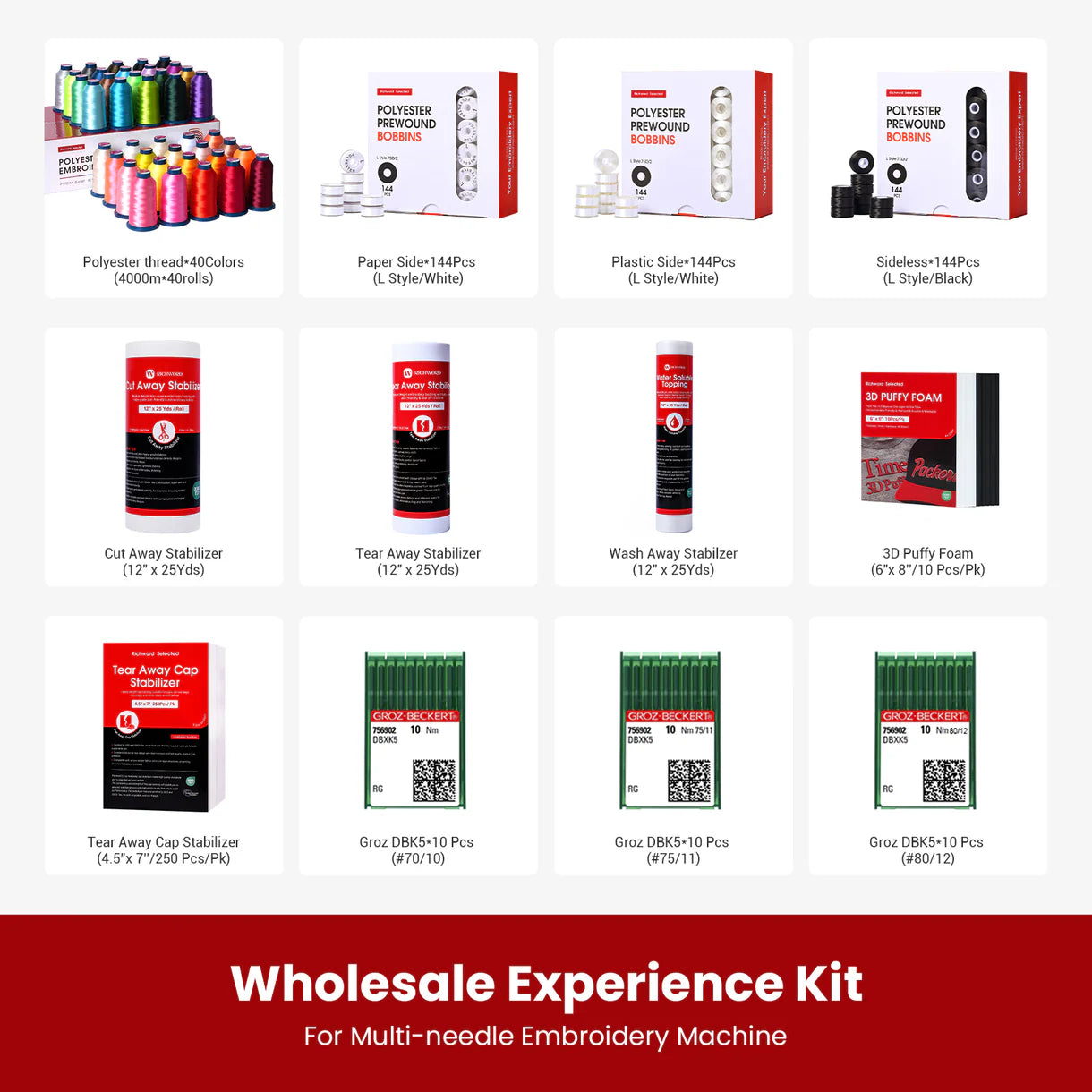 Wholesale Experience Embroidery Consumables Kit (For multi-needle embroidery machine)