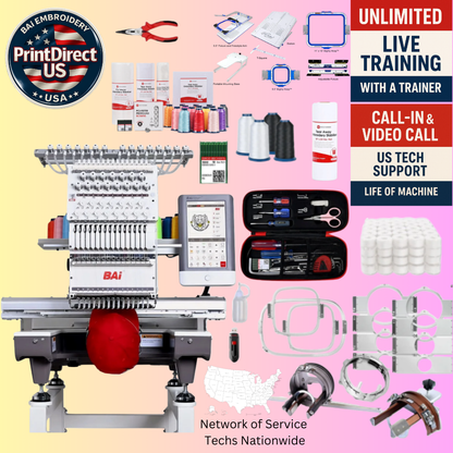 The (New) BAi Mirror, with Ultimate Embroidery Bundle, Enhanced Starter Kit, Mighty Hoop Starter Kit with 11"x13" & 5.5", and shipping included!