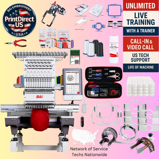 The (New) BAi Mirror, with Ultimate Embroidery Bundle, Enhanced Starter Kit, Mighty Hoop Starter Kit with 11"x13" & 5.5", and shipping included or pick up!