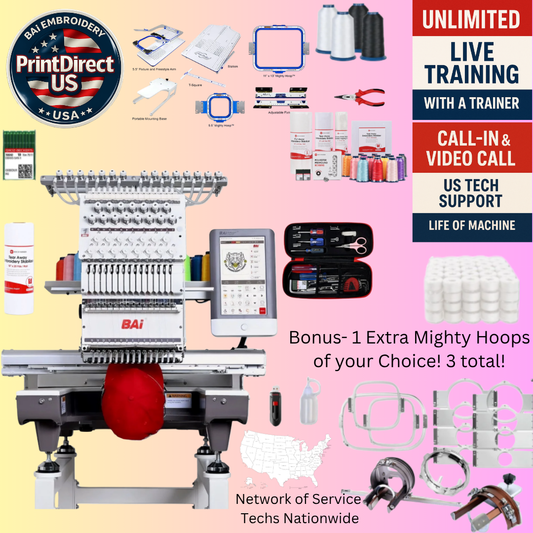 The (New) BAi Mirror, with Ultimate Embroidery Bundle, Embroidery Starter Kit, Mighty Hoop Starter Kit with 11"x13" & 5.5", and shipping included or pick up!