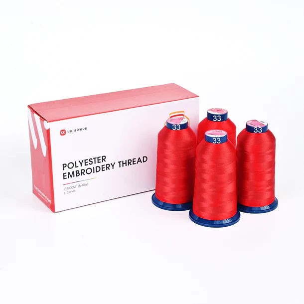 4000m* 4 pack Red33 108D/2 40wt Richword Polyester Embroidery Thread / Sewing Thread