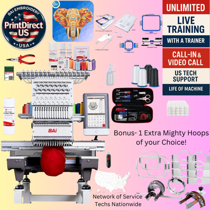 The (New) BAi Mirror, Wilcom Ultimate Embroidery Bundle, Wilcom Embroidery Studio Decorating Perpetual License 2026, Embroidery Starter Kit, Mighty Hoop Starter Kit with 11"x13" & 5.5", and shipping included or Pick Up!