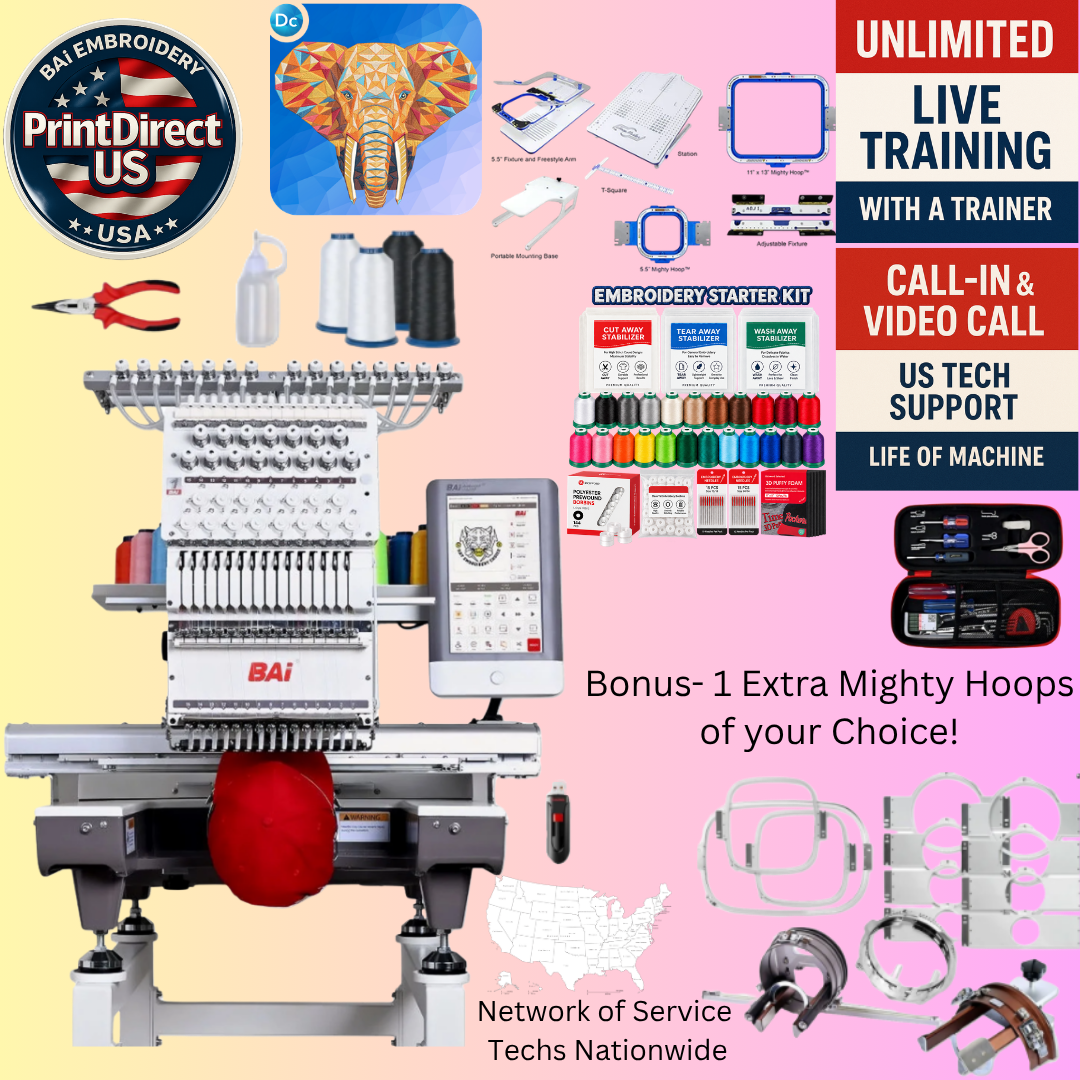 The (New) BAi Mirror, Wilcom Ultimate Embroidery Bundle, Wilcom Embroidery Studio Decorating Perpetual License 2026, Embroidery Starter Kit, Mighty Hoop Starter Kit with 11"x13" & 5.5", and shipping included or Pick Up!