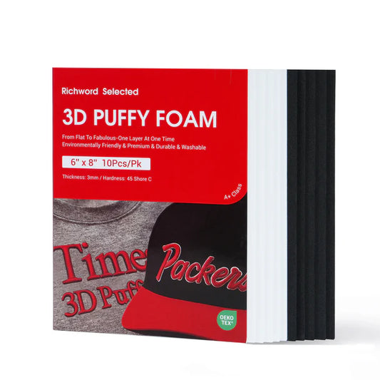 3D Puff  3mm Thick 6x8 Inch – 5 Black, 5 White (10pcs)