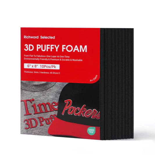 3D Puff 3mm Thick 6x8 Inch Black  (10pcs)