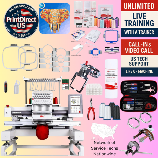 The (New) BAi Vision, with Ultimate Embroidery Bundle, Enhanced Starter Kit,  Mighty Hoop Starter Kit with 11