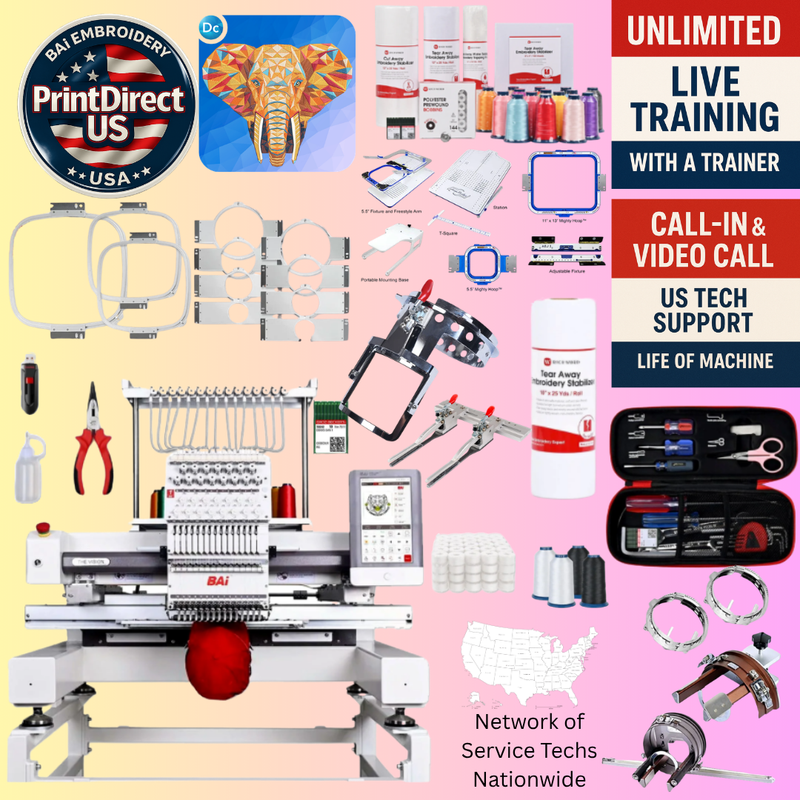 The (New) BAi Vision, Wilcom Ultimate Embroidery Bundle, Wilcom Embroidery Studio Decorating Perpetual License 2026, Enhanced Starter Kit, Mighty Hoop Starter Kit with 11"x13" &5.5", and shipping included or Pick Up!