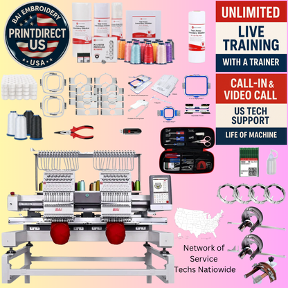 The (New) BAi Vision (2 Head), with Ultimate Embroidery Bundle, Enhanced Starter Kit and shipping included!