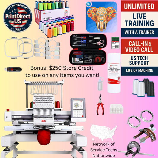 The (New) BAi Vision, Wilcom Embroidery Bundle, Wilcom Embroidery Studio Decorating Annual Subscription License 2026, 100 Spool Thread Kit,  and shipping included or Pick Up!