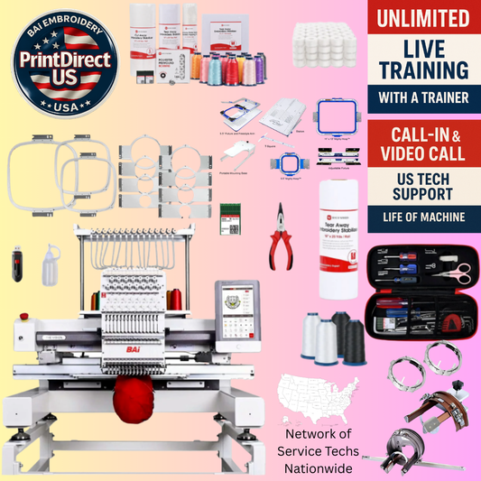 The (New) BAi Vision, with Ultimate Embroidery Bundle, Enhanced Starter Kit,  Mighty Hoop Starter Kit with 11"x13" &5.5", and shipping included!