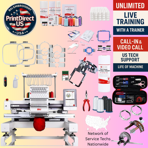 The (New) BAi Vision, with Ultimate Embroidery Bundle, Enhanced Starter Kit,  Mighty Hoop Starter Kit with 11