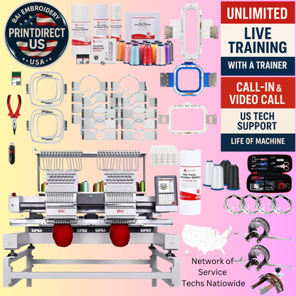 The (New) BAi Vision (2 Head), with Industry Favorite Mighty Hoop Bundle, Enhanced Starter Kit and shipping included!