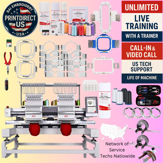 The (New) BAi Vision (2 Head), with Industry Favorite Mighty Hoop Bundle, Enhanced Starter Kit and shipping included!