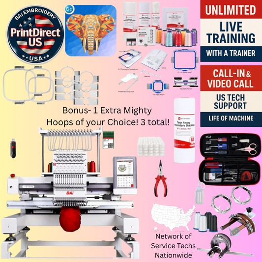 The (New) BAi Vision, Wilcom Ultimate Embroidery Bundle, Wilcom Embroidery Studio Decorating Perpetual License 2026, Embroidery Starter Kit, Mighty Hoop Starter Kit with 11"x13" &5.5", and shipping included or Pick Up!