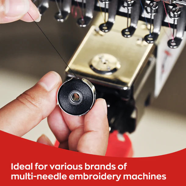 Style L Prewound Sideless 75D/2(60WT) Black Embroidery Bobbins(144 Bobbins)