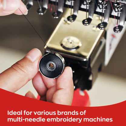 Style L Prewound Sideless 75D/2(60WT) Black Embroidery Bobbins(144 Bobbins)