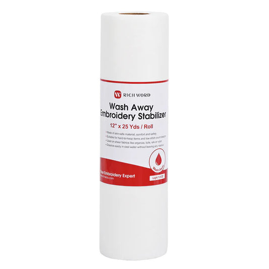 Wash Away Embroidery Machine Stabilizer backing roll package 1.5 oz, 12in*25Yards