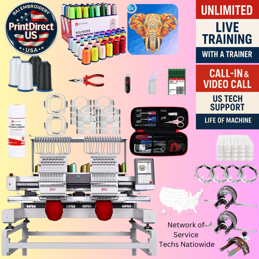 The (New) BAi Vision (2 Head), Wilcom Embroidery Bundle, Wilcom Embroidery Studio Decorating Annual Subscription License 2026, 2x 40 Spool Thread Kit, and shipping included or Pick Up!