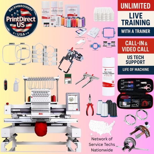 The (New) BAi Vision, with Ultimate Embroidery Bundle, Enhanced Starter Kit,  Mighty Hoop Starter Kit with 11"x13" &5.5", and shipping included or Pick Up!
