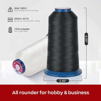4000m*100rolls Black402 108D/2 40wt  Polyester Thread