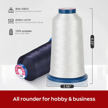 4000m*100rolls White403 108D/2 40wt  Polyester Thread