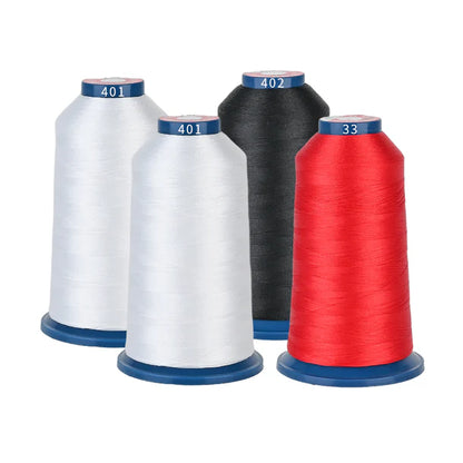 4000m* 4 pack 2 White, Black and Red 108D/2 40wt Richword Polyester Embroidery Thread / Sewing Thread