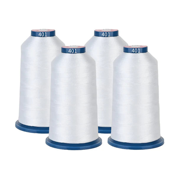 4000m* 4 pack White401 108D/2 40wt Richword Polyester Embroidery Thread / Sewing Thread