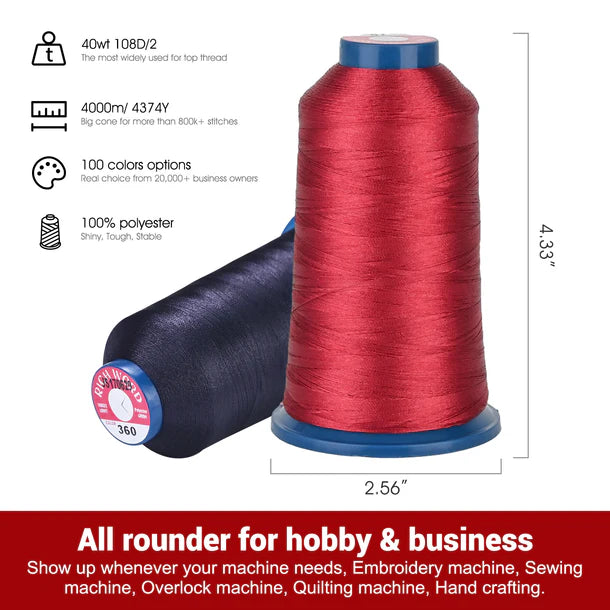4000m* 4 pack Black 402 108D/2 40wt Polyester Thread