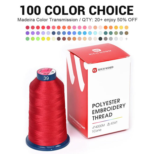 100 Individual colors 4000m 108D/2 40wt Richword Selected Polyester Embroidery Thread / Sewing Thread