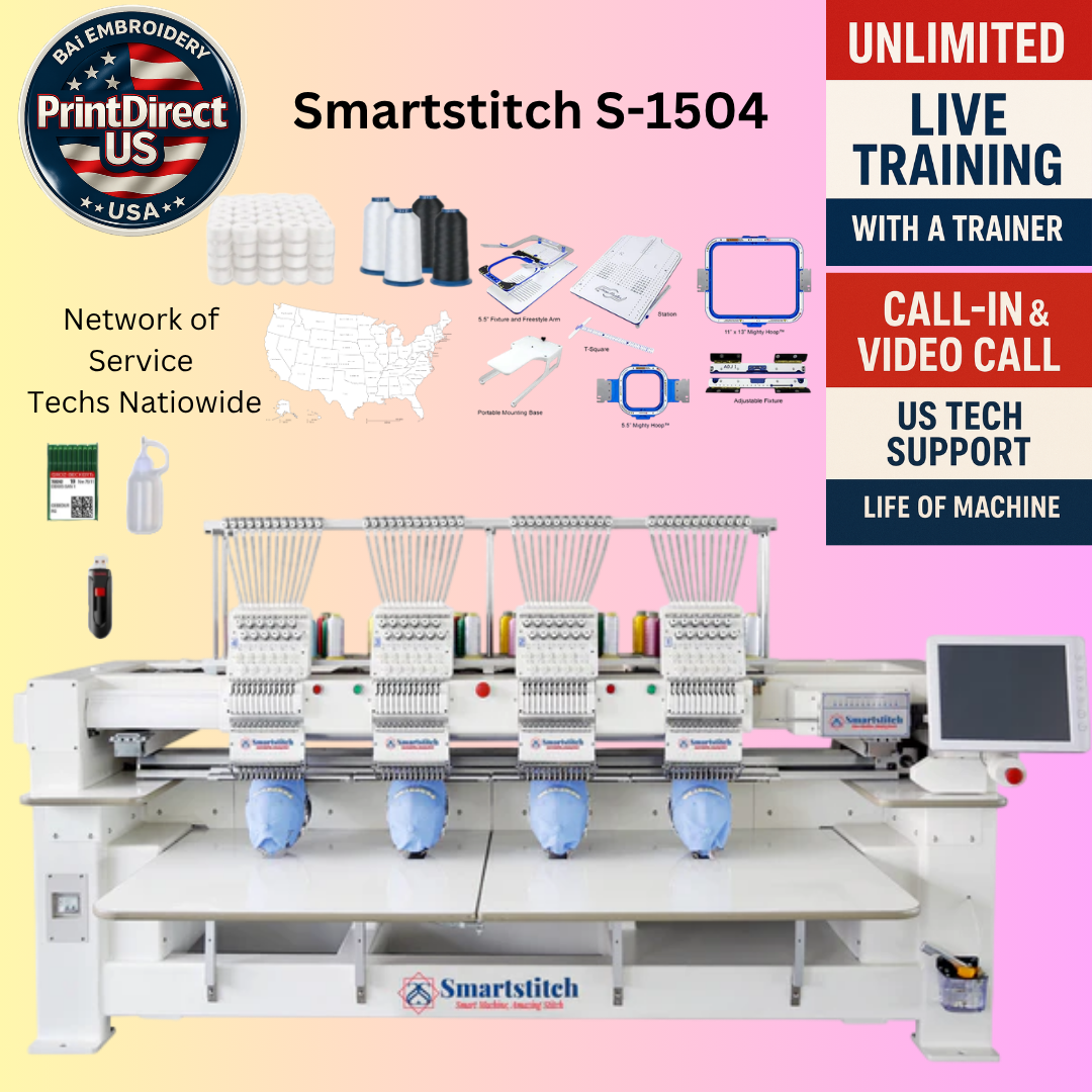The Smartstitch S-1504, with Ultimate Embroidery Bundle, Embroidery Starter Kit, Mighty Hoop Starter Kit with 11"x13" & 5.5", Shipping Included or Pick Up Standard Package (Copy) (Copy) (Copy)