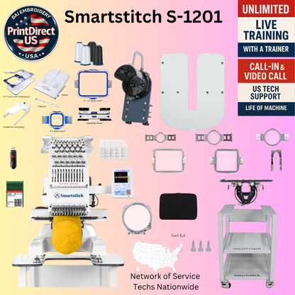 The Smartstitch S-1201, with Ultimate Embroidery Bundle, Embroidery Starter Kit, Mighty Hoop Starter Kit with 11"x13" & 5.5", Shipping Included or Pick Up Standard Package (Copy)