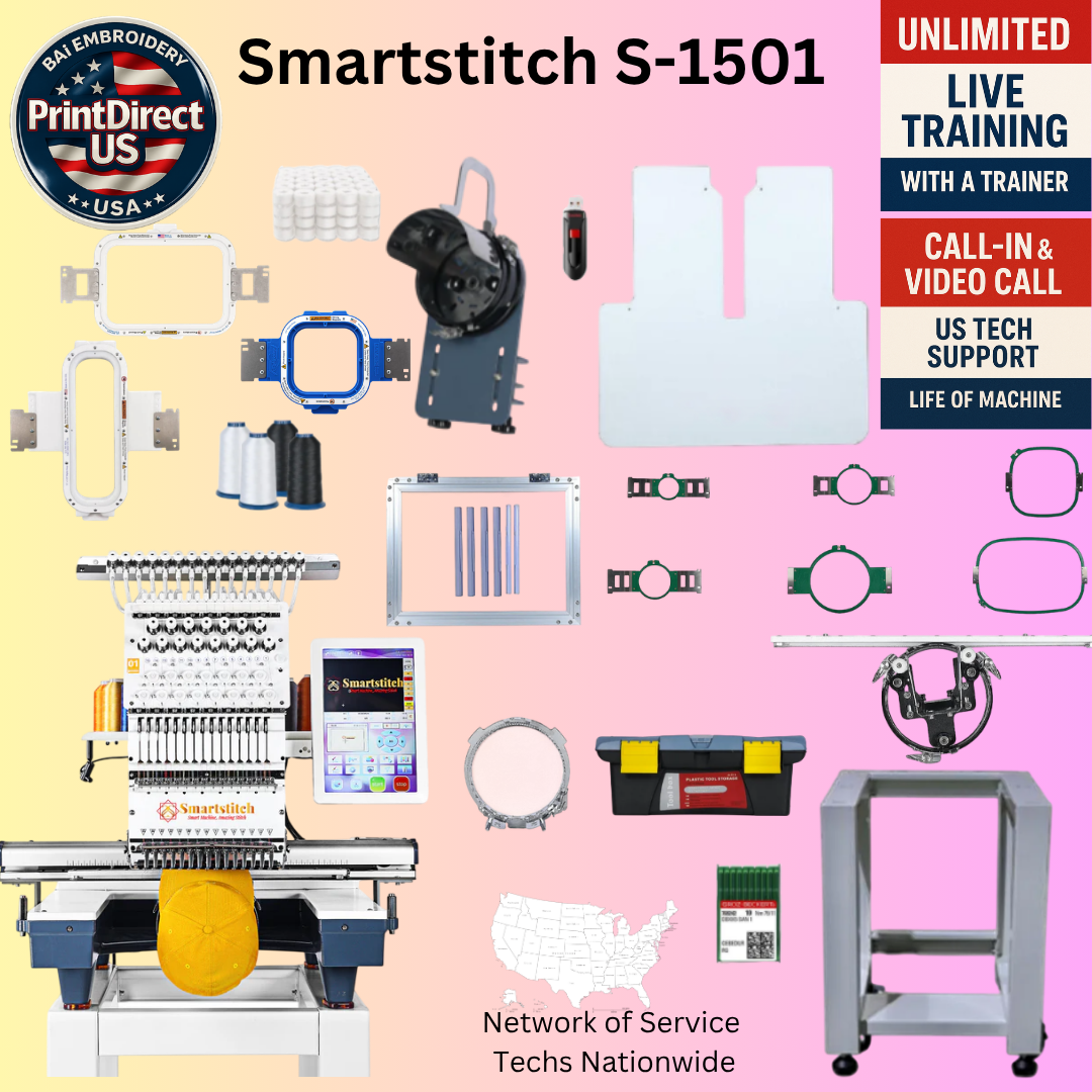The Smartstitch S-1501, with Industry Favorite Mighty Hoop Bundle, Embroidery Starter Kit,  Shipping Included or Pick Up Standard Package (Copy) (Copy)