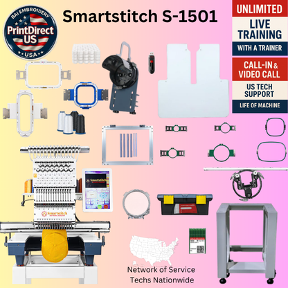 The Smartstitch S-1501, with Industry Favorite Mighty Hoop Bundle, Embroidery Starter Kit,  Shipping Included or Pick Up Standard Package (Copy) (Copy)
