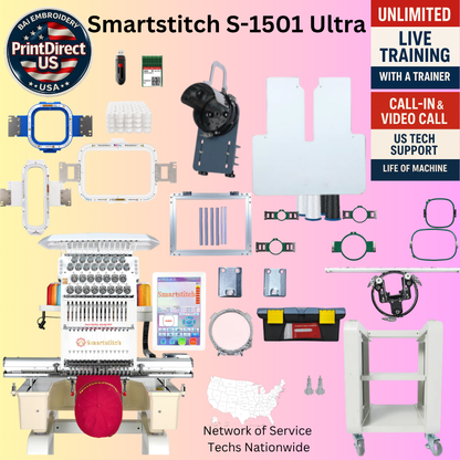 The Smartstitch S-1501 Ultra,  with Industry Favorite Mighty Hoop Bundle, Embroidery Starter Kit, Shipping Included or Pick Up Standard Package