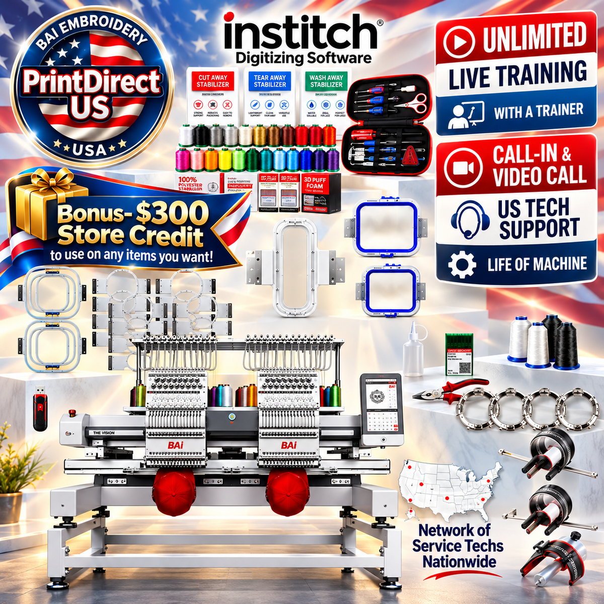 BAi Vision 2-Head Industry Favorite Mighty Hoop Bundle