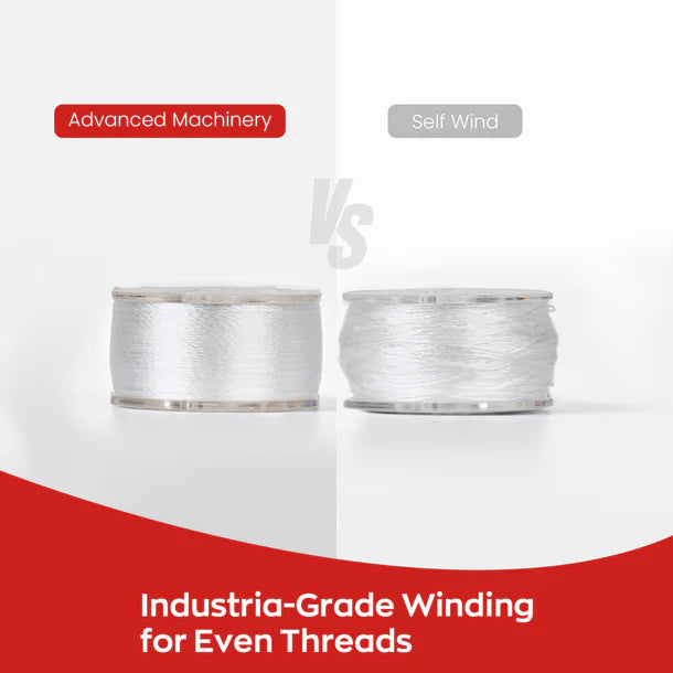 Style L Prewound Plastic Side 70D/2(60WT) White Embroidery Bobbins(144 Bobbins)