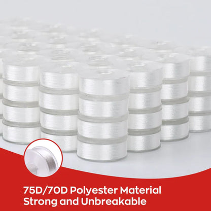 Style L Prewound Plastic Side 70D/2(60WT) White Embroidery Bobbins(144 Bobbins)
